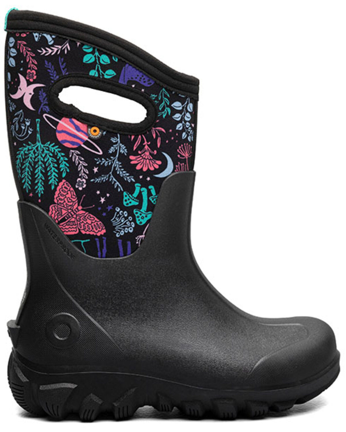 Image #2 - Bogs Girls' Classic Seamless Cosmic Forest Rubber Boots, Black, hi-res