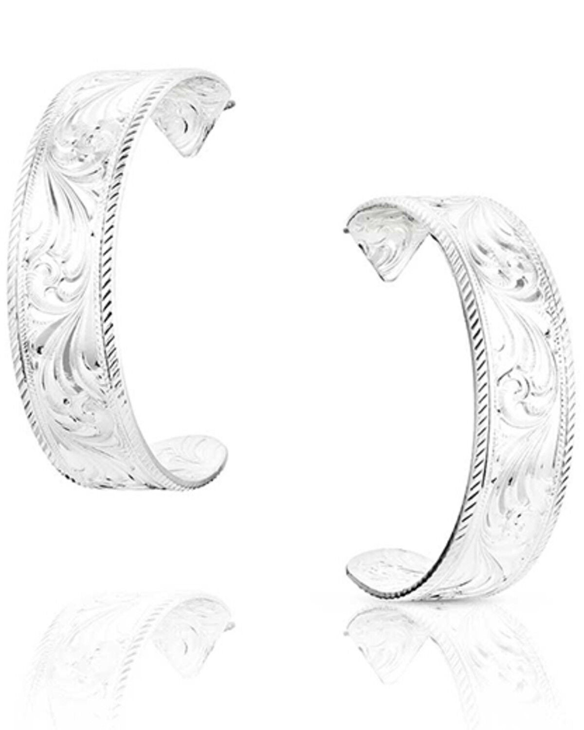 Montana Silversmiths Women's Out West Hoop Earrings, Silver, hi-res