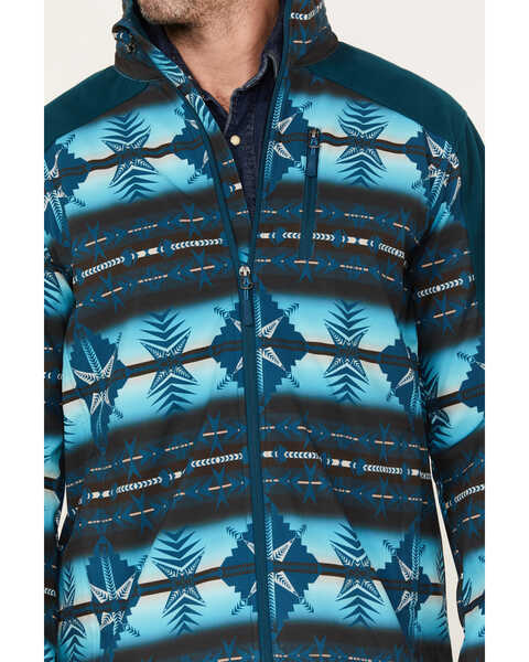 Image #3 - Powder River Outfitters Men's Southwestern Print Softshell Jacket, Teal, hi-res