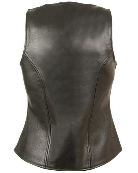 Image #2 - Milwaukee Leather Women's Open Neck Zipper Front Leather Vest - 3X, Black, hi-res
