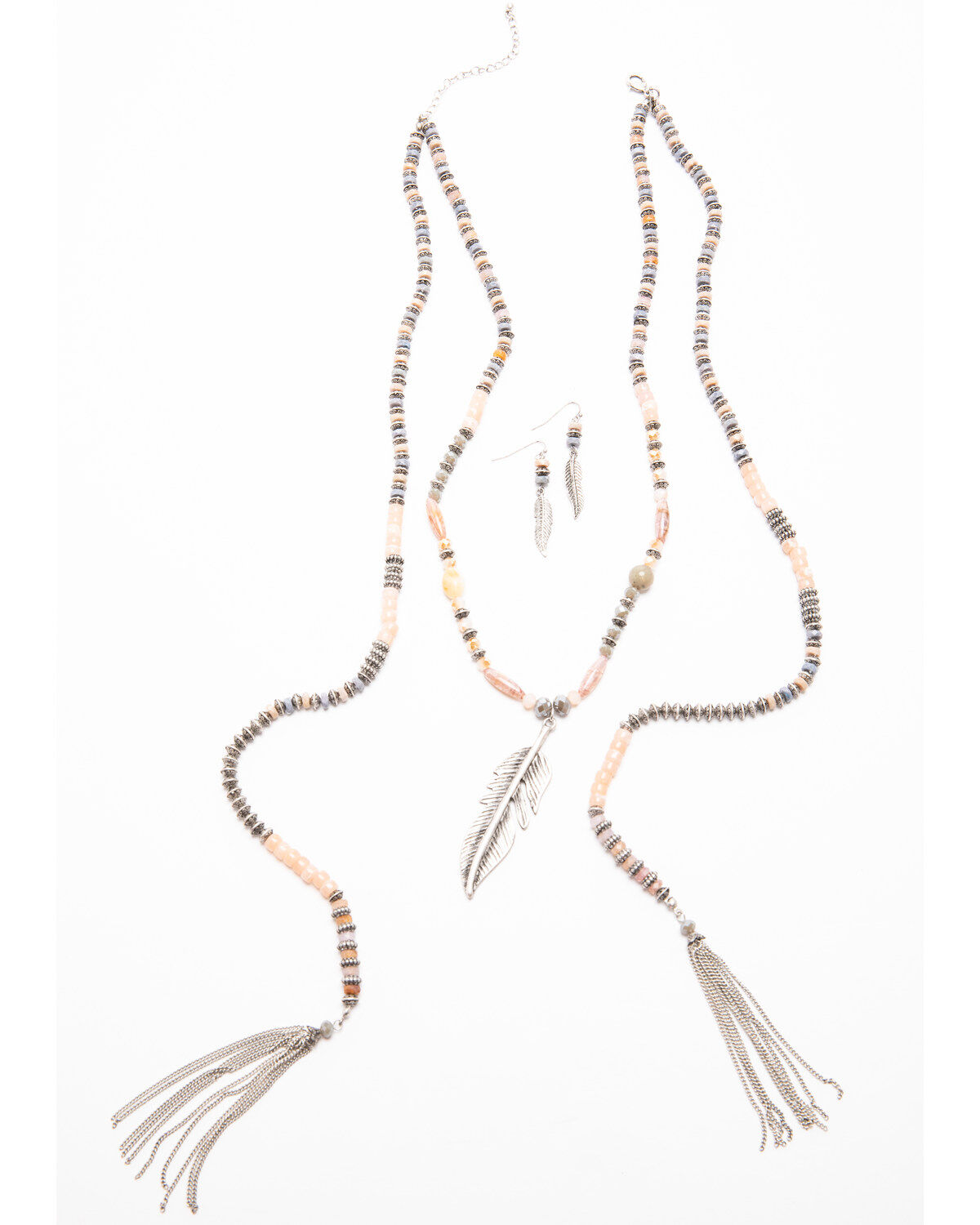 Image #1 - Shyanne Women's Moonlit Feather Beaded Wrap Jewelry Set - 2 Piece, Silver, hi-res
