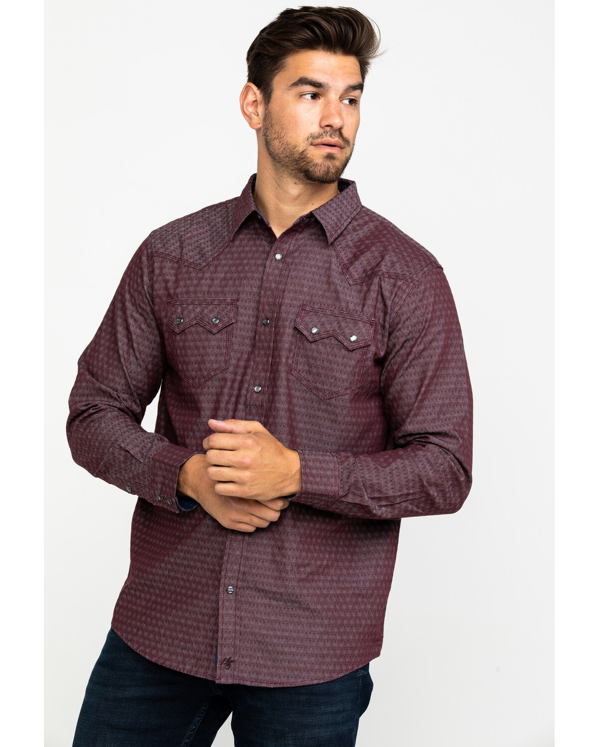 Image #1 - Moonshine Spirit Men's Snakeskin Diamond Geo Print Long Sleeve Western Shirt , , hi-res