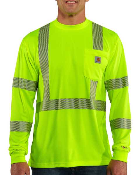 Carhartt Force High-Visibilty Class 3 Long Sleeve T-Shirt - Big & Tall, Lime, hi-res