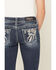 Image #2 - Grace in LA Girls' Dark Wash Dreamcatcher Pocket Bootcut Stretch Denim Jeans, Dark Wash, hi-res