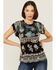 Johnny Was Women's Perlette Tie-Back Silk Pattern Blouse, Black, hi-res