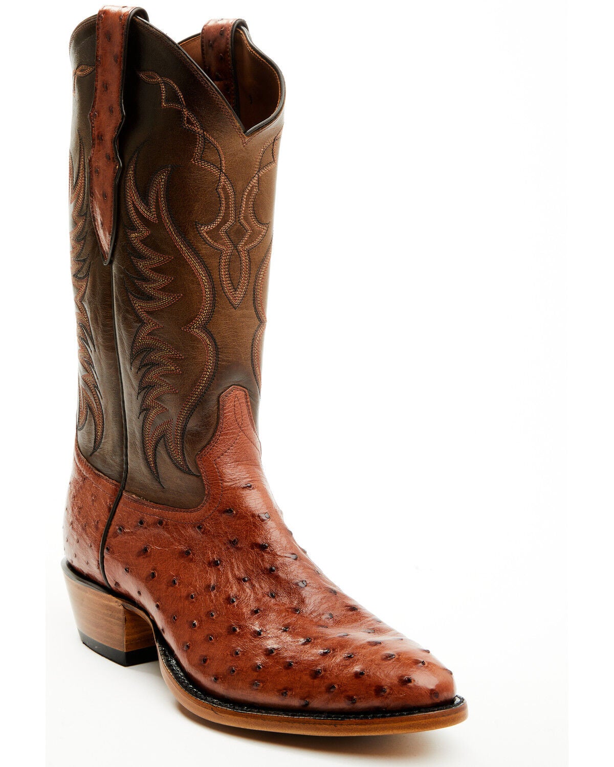 Tony Lama Men's Kenway Exotic Ostrich Western Boots - Round Toe, Cognac, hi-res