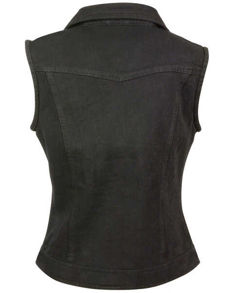 Image #2 - Milwaukee Leather Women's Studded Zip Front Denim Vest - 5X, Black, hi-res