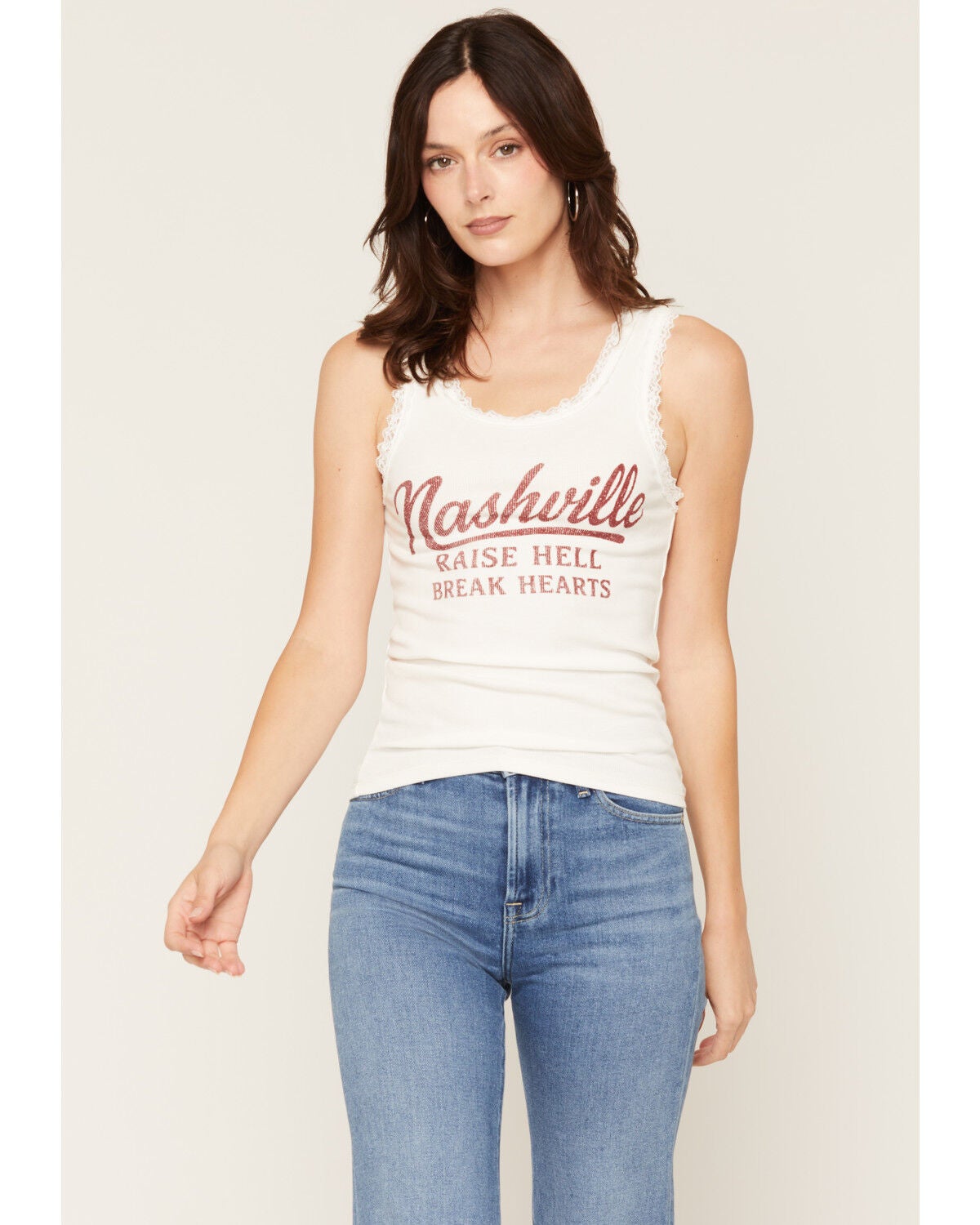 Blue Life Women's Nashville Lace Tank, Cream, hi-res
