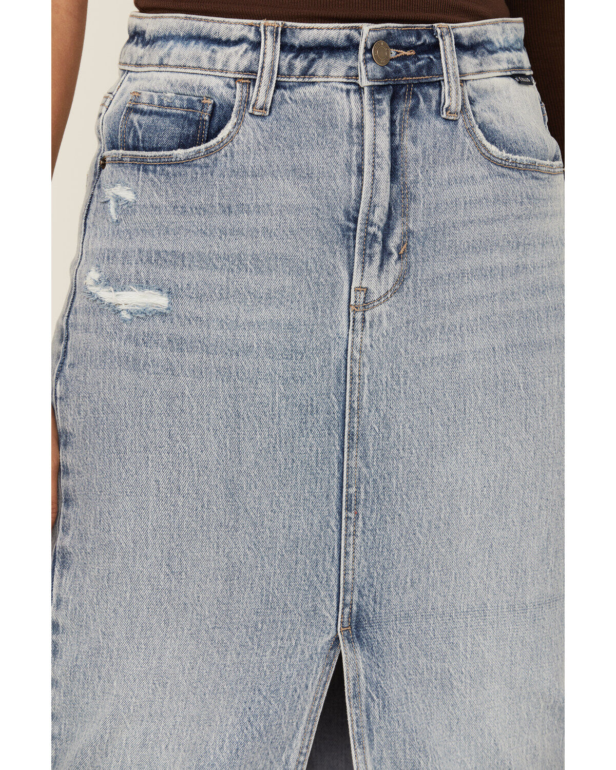 Image #2 - Cello Women's Medium Wash Midi Skirt, Medium Wash, hi-res