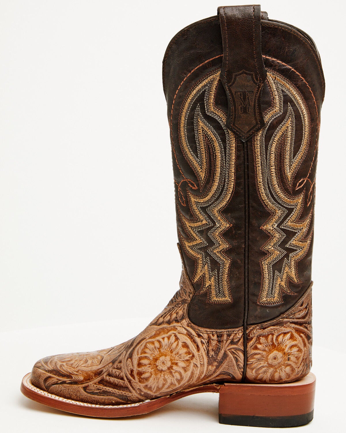Image #3 - Tanner Mark Women's Jungle Tooled Tall Western Boots - Broad Square Toe, Brown, hi-res