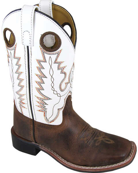 Image #1 - Smoky Mountain Boys' White Jesse Western Boots - Square Toe , , hi-res