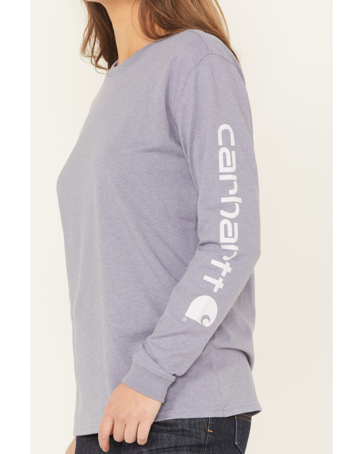 Image #3 - Carhartt Women's Loose Fit Heavyweight Long Sleeve Logo Graphic Work T-Shirt, Lavender, hi-res
