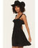 Image #2 - Wild Moss Women's Smocked Front Embroidered Mini Dress, Black, hi-res