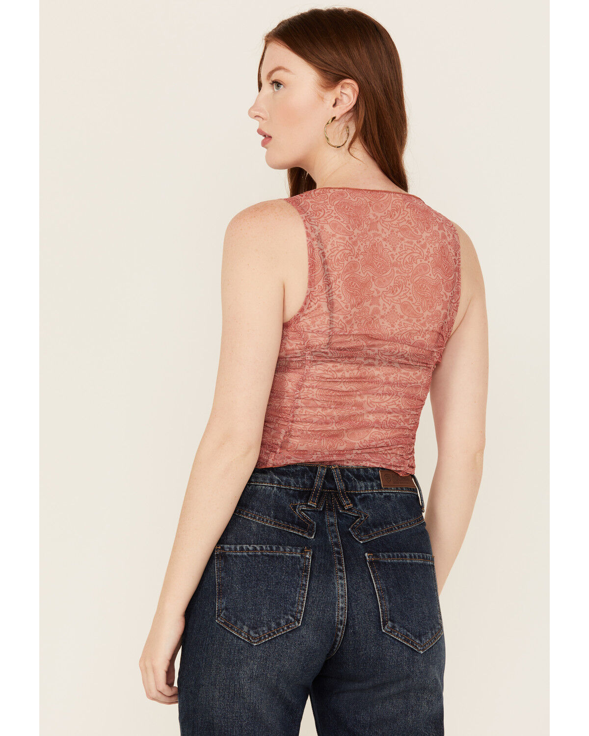 Image #4 - Rock & Roll Denim Women's Paisley Print Mesh Tank, Pink, hi-res