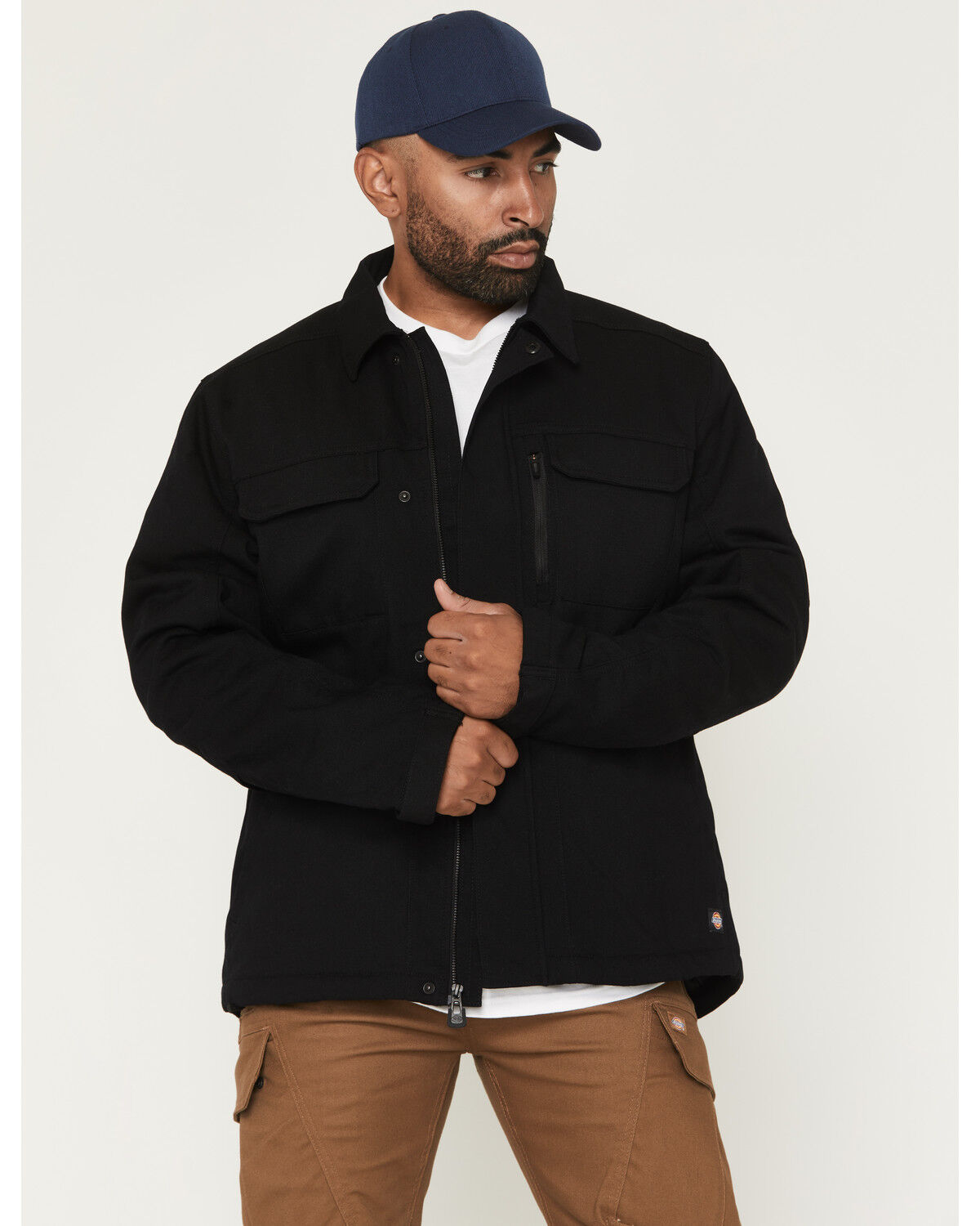 Image #1 - Dickies Men's Tradebuilt Snap Quilted Snap Work Jacket, Black, hi-res