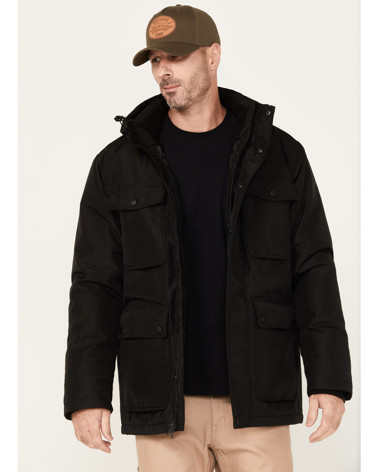 Image #1 - Brothers and Sons Men's Insulated Parka, Black, hi-res