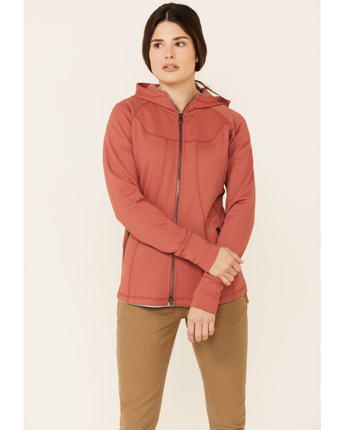 Ariat Women's Marsala Attain Thermal Zip-Front Hoodie, Burgundy, hi-res