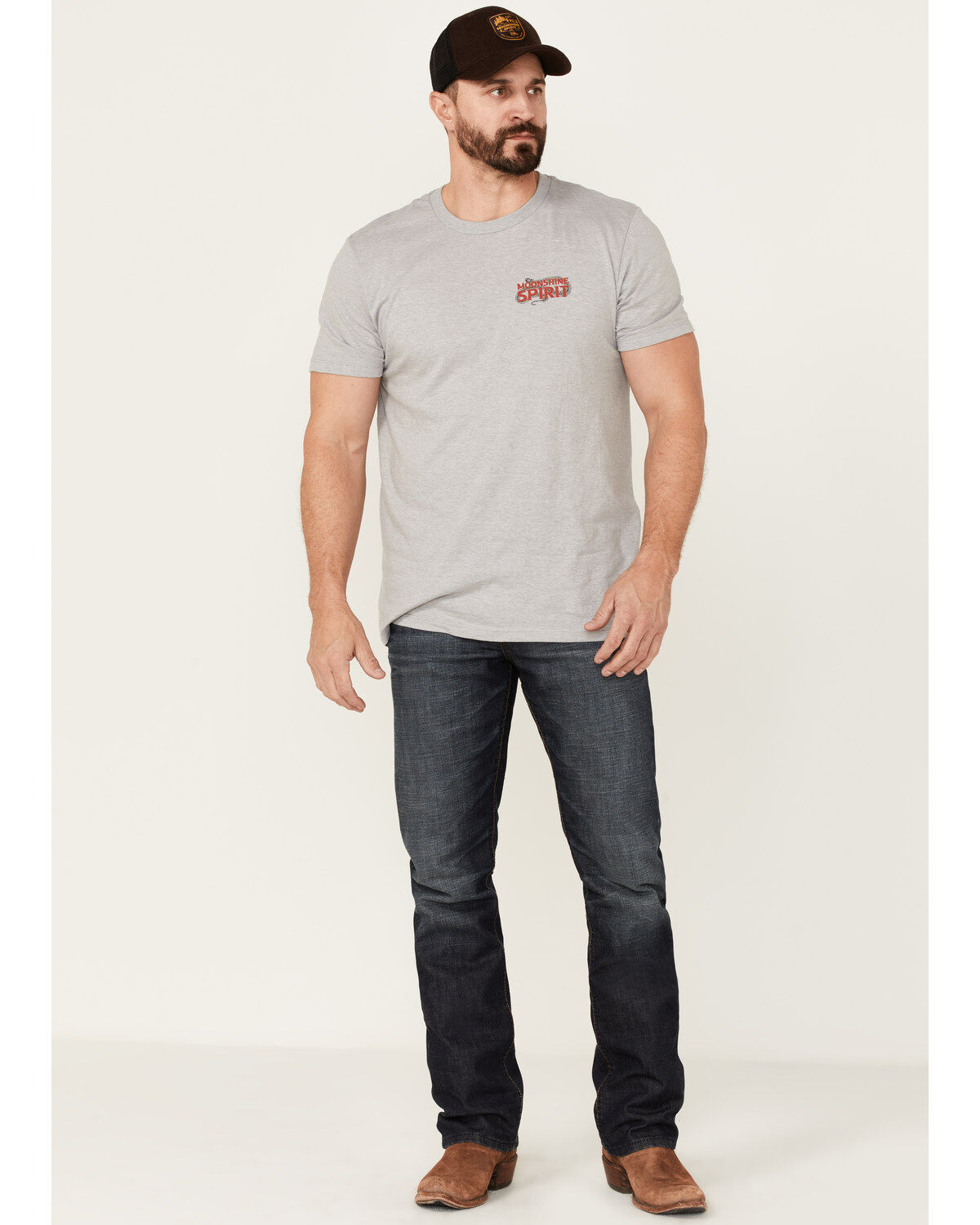 Image #2 - Moonshine Spirit Men's Gray Floral Snake Graphic Short Sleeve T-Shirt, Heather Grey, hi-res