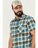 Image #2 - Brothers and Sons Men's Bonner Plaid Print Short Sleeve Button Down Western Shirt, Light Blue, hi-res