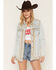 Image #1 - Azalea Wang Women's Light Wash Studded Button-Down Denim Jacket, Light Wash, hi-res