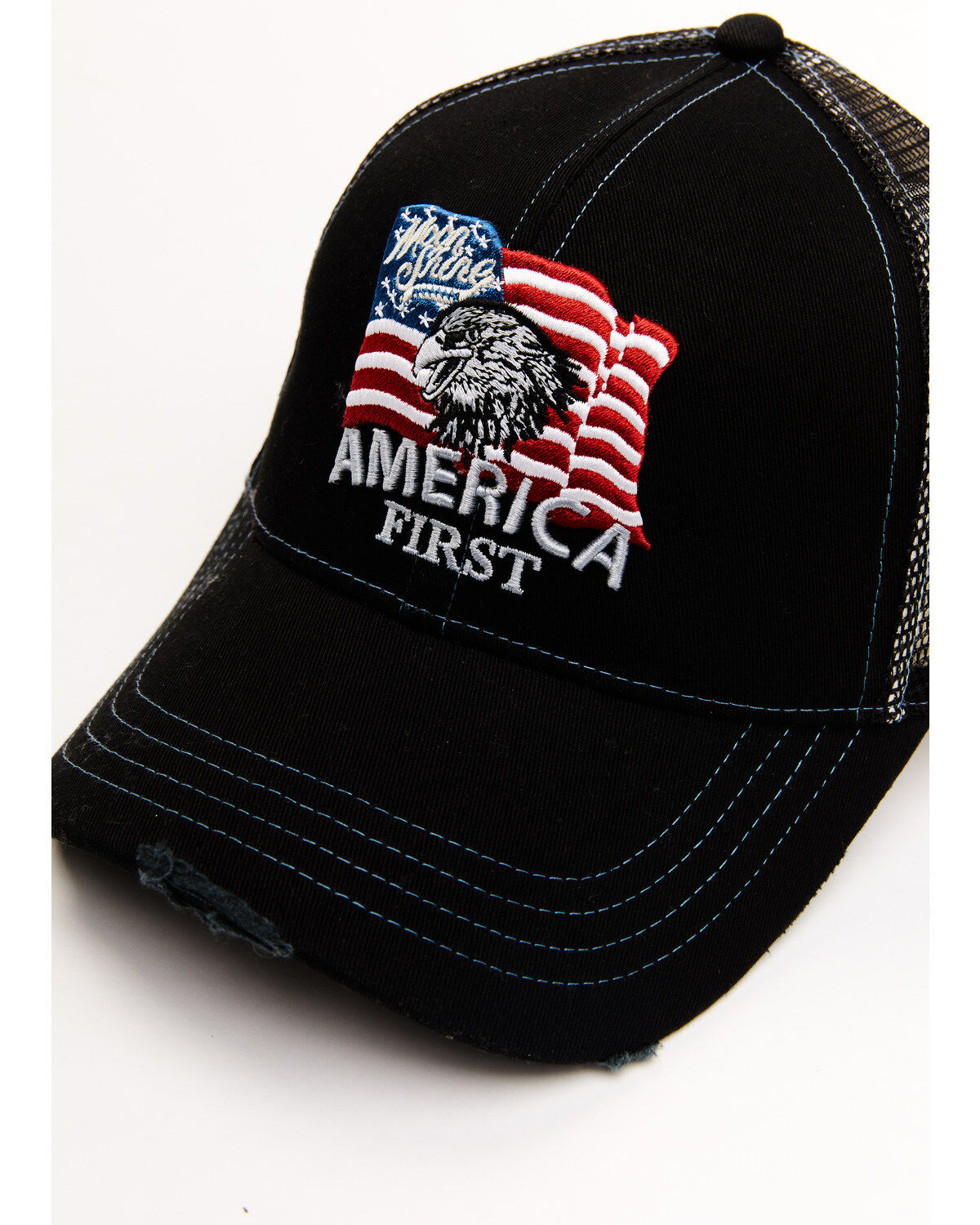 Image #3 - Moonshine Spirit Men's America First Flag Patch Mesh Ball Cap, Black, hi-res