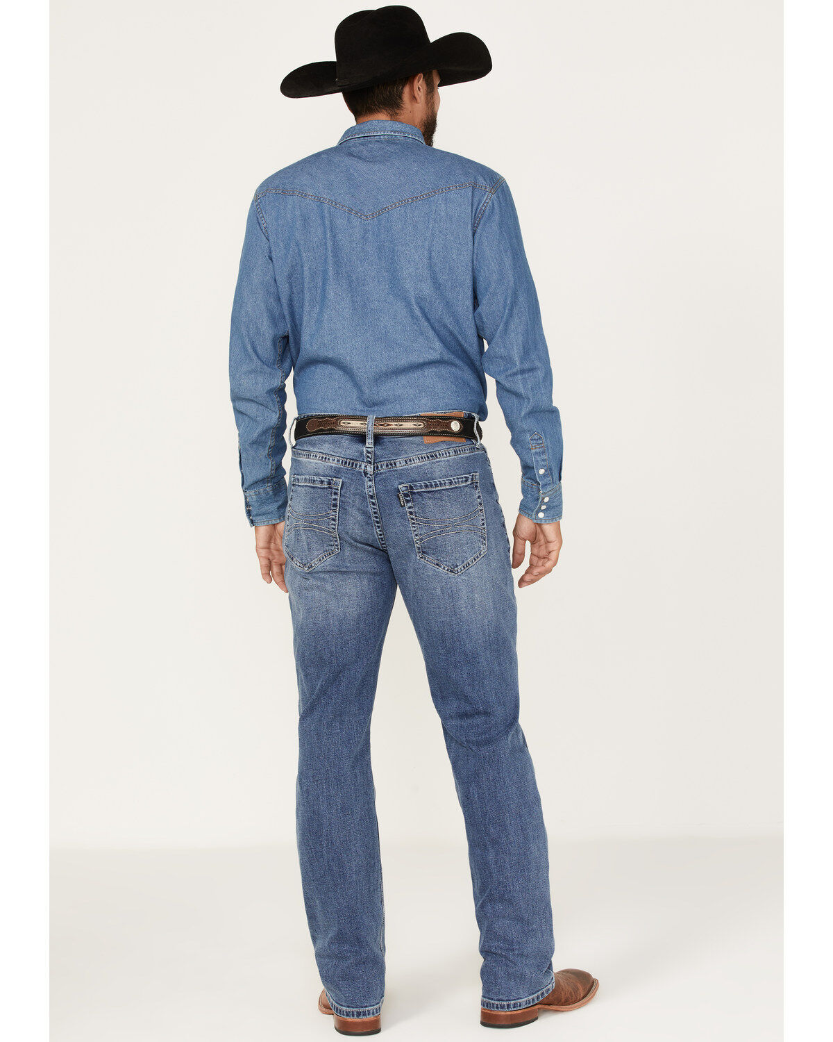 Image #1 - Hooey Men's Double Barrel Medium Wash Stackable Bootleg Jeans, Medium Wash, hi-res