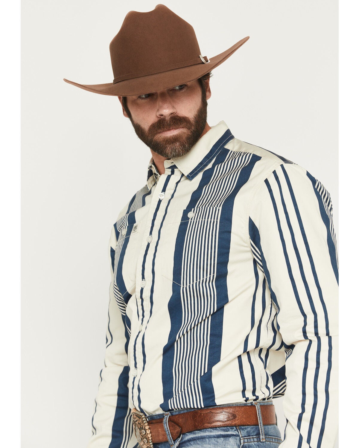 Image #2 - Kimes Ranch Men's Reddy Stripe Print Long Sleeve Button-Down Western Shirt, Blue, hi-res