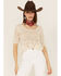 Image #1 - Sadie & Sage Women's Crochet Bestia Peplum Top, Natural, hi-res
