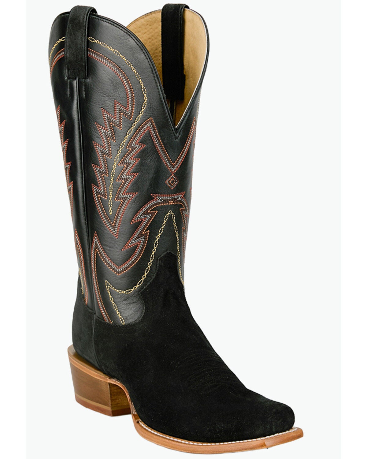 Tony Lama Men's Jax Ranchero Suede Western Boots - Square Toe, Black, hi-res