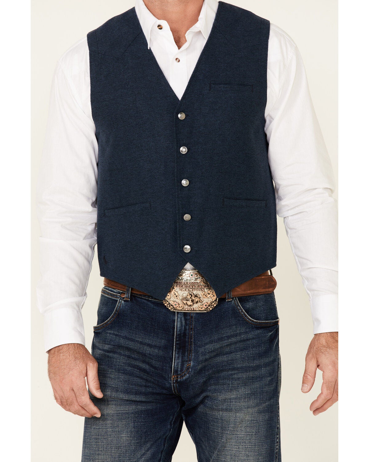 Image #3 - Cody James Men's Solid Navy Stunt Text Button-Down Vest, Navy, hi-res