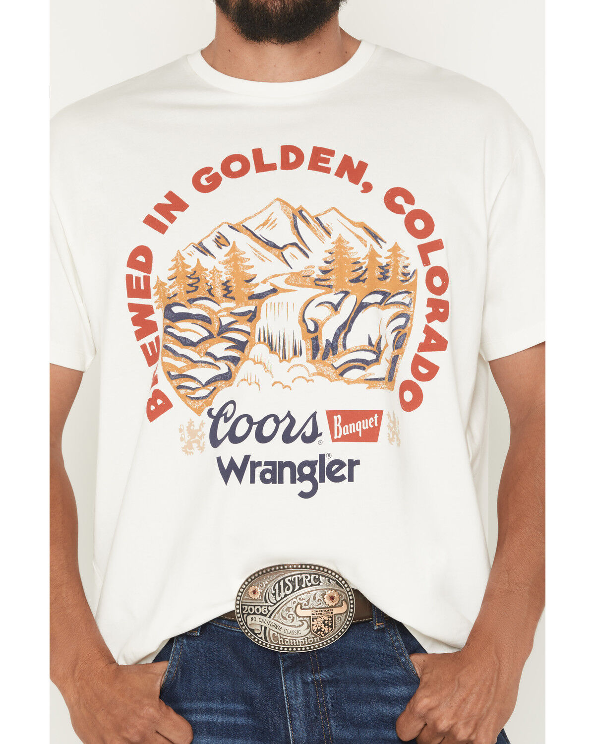 Image #3 - Wrangler X Coors Banquet Men's Served Everywhere Short Sleeve Graphic T-Shirt, Off White, hi-res
