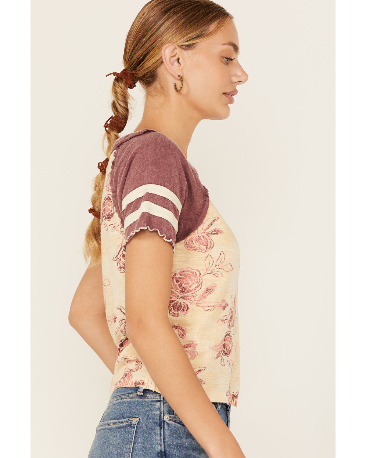 Image #2 - Free People Women's Wish You Were Here Floral Print Short Sleeve Tee, Tan, hi-res