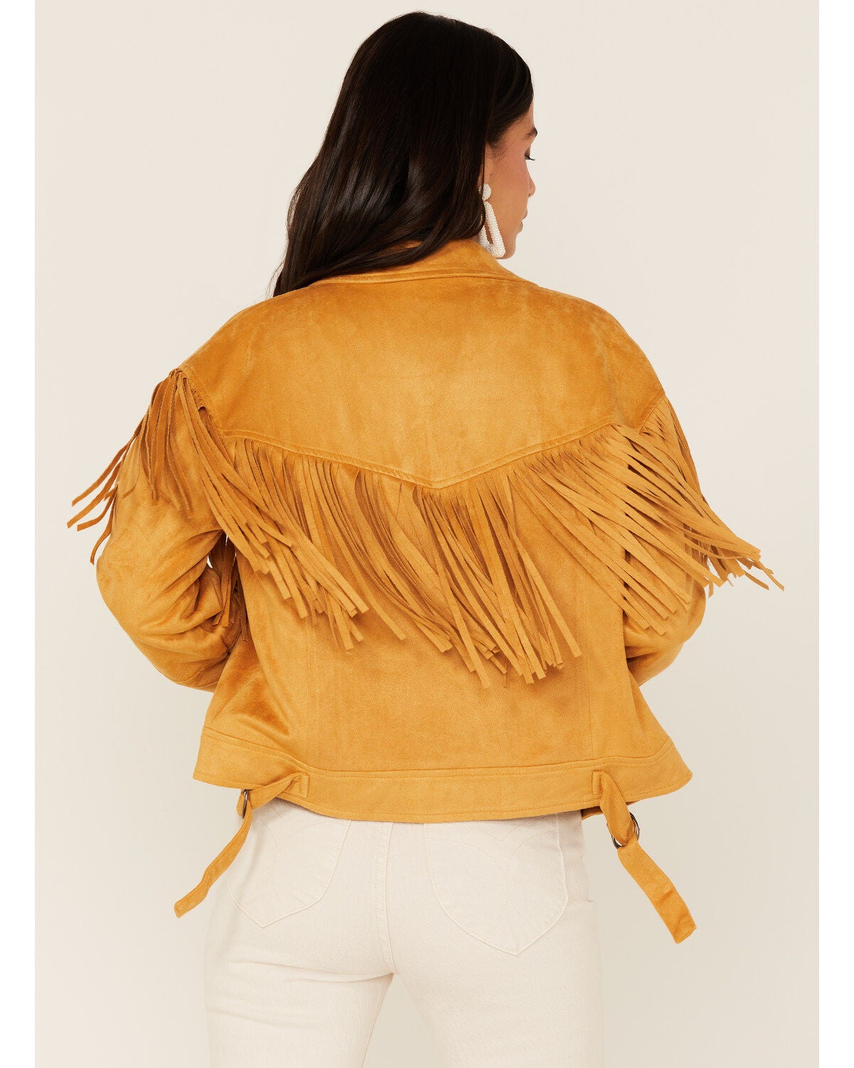 Image #4 - Fornia Women's Faux Suede Fringe Moto Jacket, , hi-res