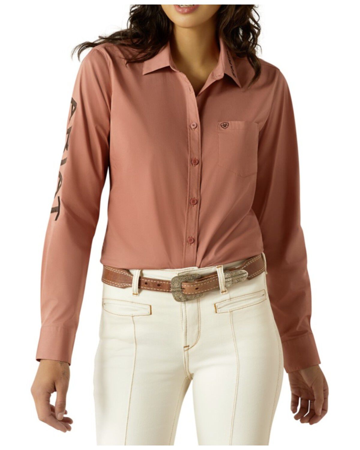Ariat Women's Team Kirby Long Sleeve Button-Down Western Shirt - Plus, Blush, hi-res