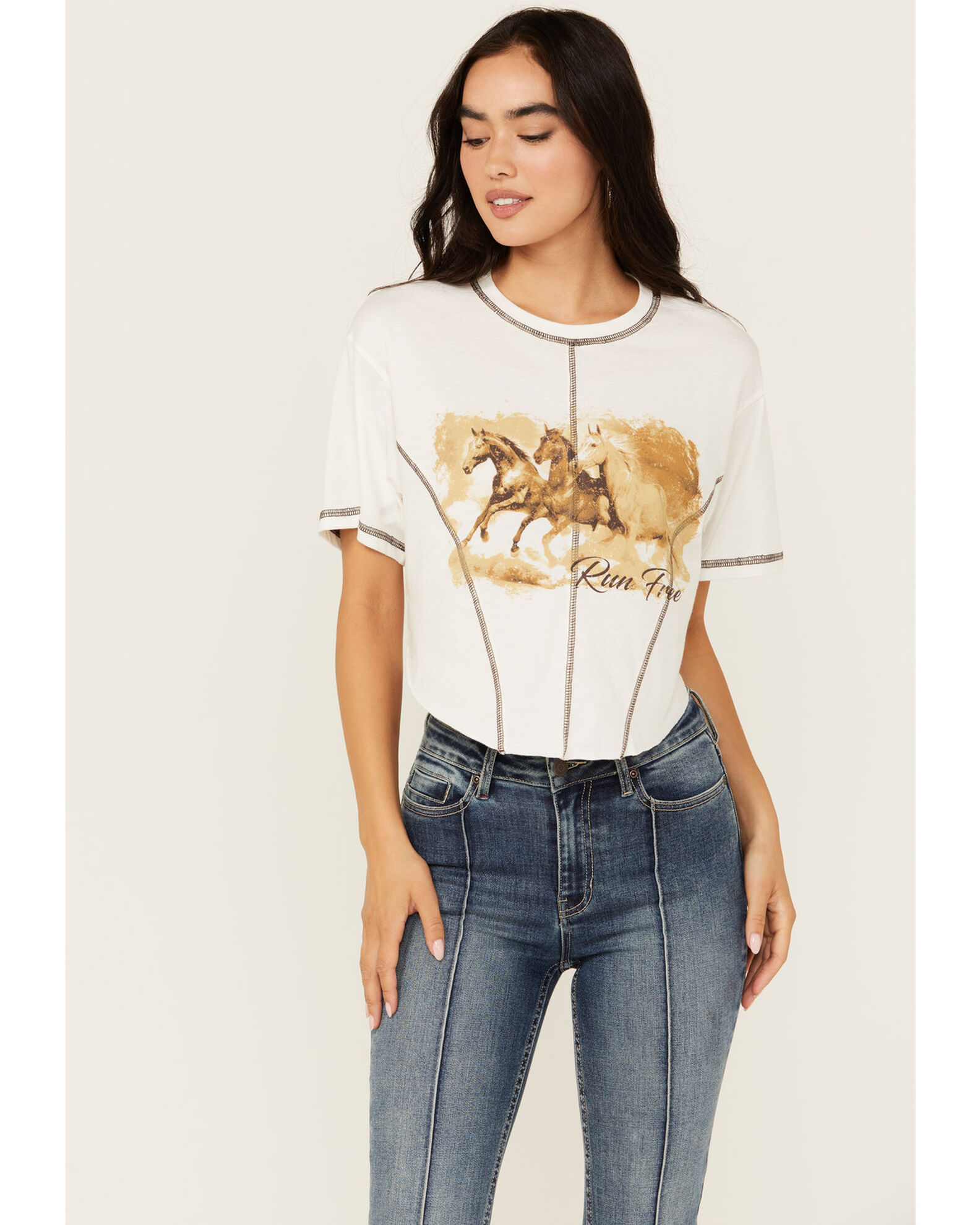 Youth Revolt Women's Running Horse Seamed Cropped Graphic Tee