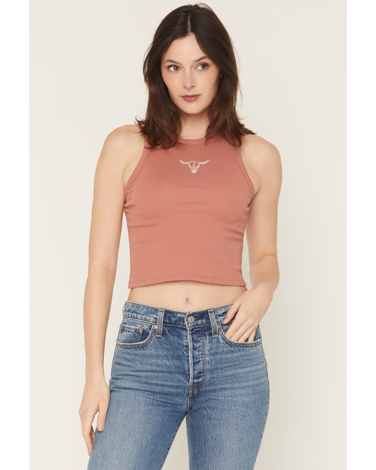 Image #1 - Originality Women's Steer Graphic Tank, Rust Copper, hi-res