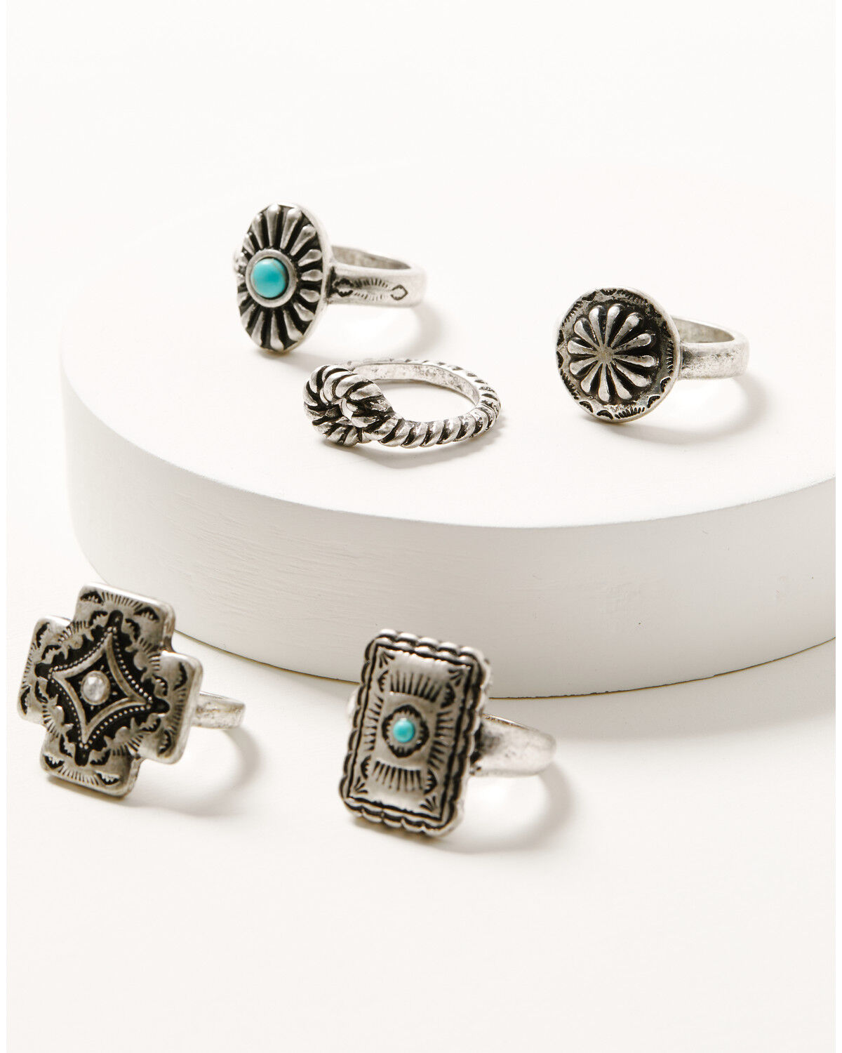 Image #1 - Shyanne Women's Rodeo Sunset Southwestern Concho Ring Set - 5 Piece, Silver, hi-res