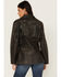 Cripple Creek Women's Black Antique Studded Fringe Lamb Nappa Snap Blazer , Black, hi-res