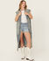 Image #1 - Veveret Women's Long Distressed Denim Vest, Medium Wash, hi-res