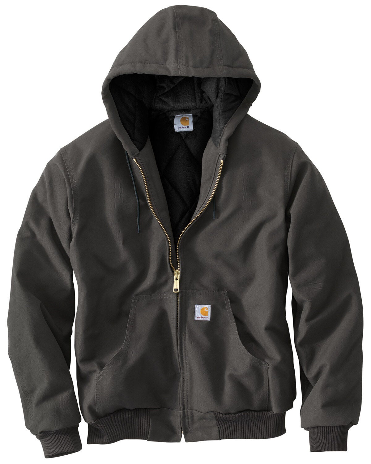 Carhartt Men's Quilted Flannel Lined Duck Active Work Jacket, Grey, hi-res