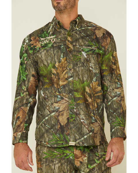 Nomad Men's Obsession Mossy Oak Camo Print Pursuit Long Sleeve Hunting Shirt , Camouflage, hi-res