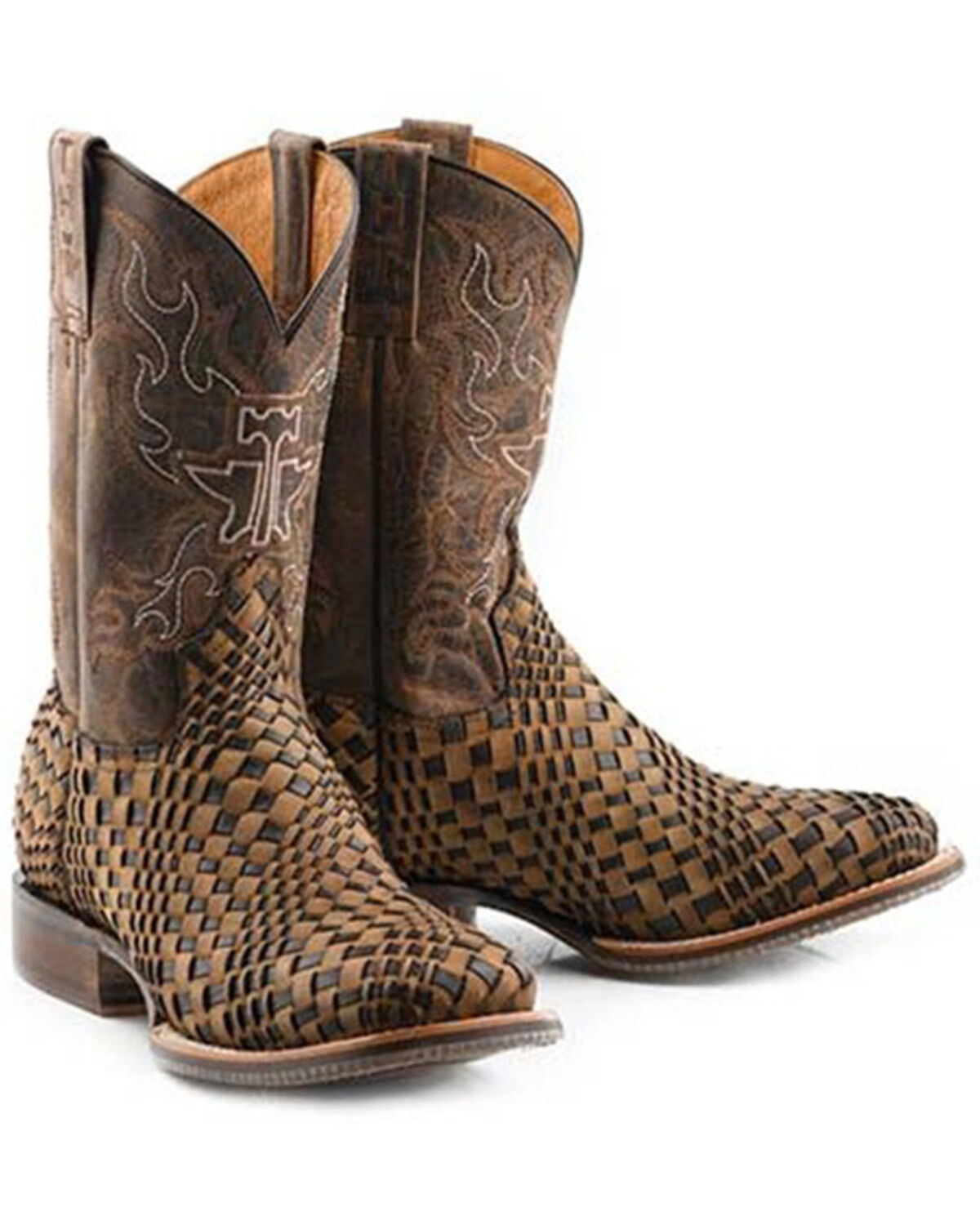 Image #1 - Tin Haul Men's Dream Weaver Bronc Rider Western Boots - Broad Square Toe, Tan, hi-res