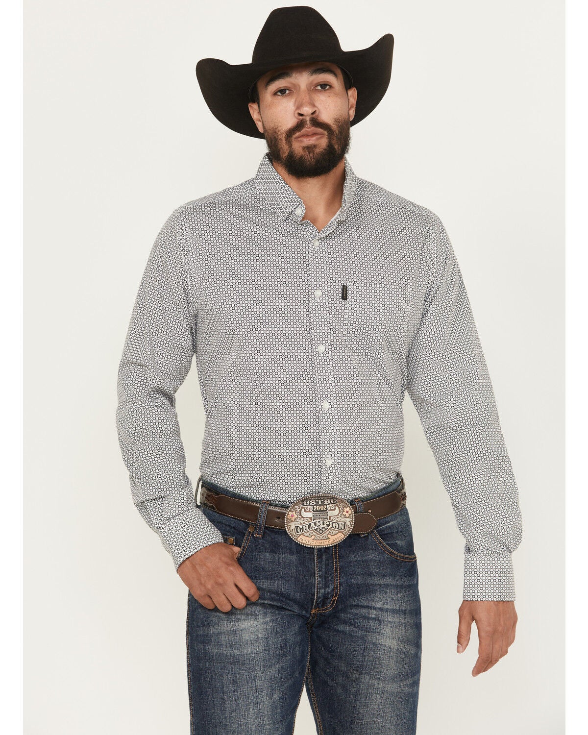 Ariat Men's Meyer Floral Print Long Sleeve Button-Down Western Shirt, White, hi-res