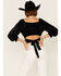 Beyond The Radar Women's Velvet Tie Back Crop Top, Black, hi-res
