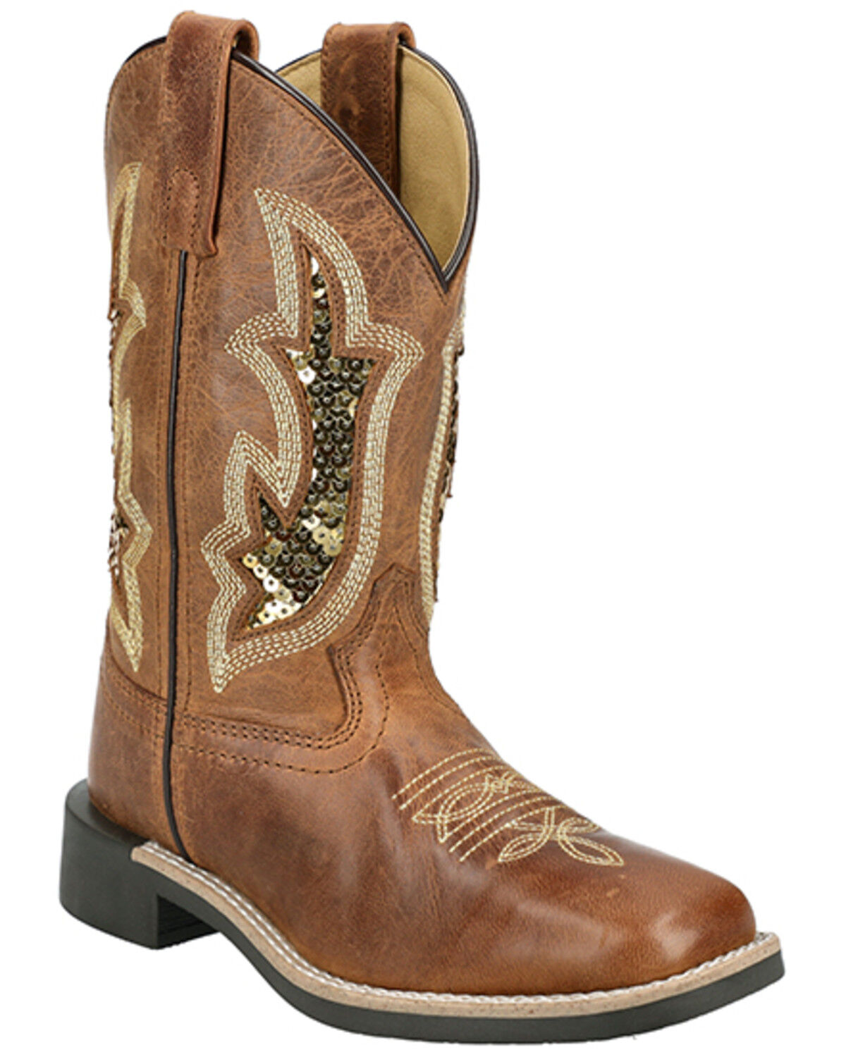 Image #1 - Smoky Mountain Girls' Nevada Western Boots - Broad Square Toe, Brown, hi-res