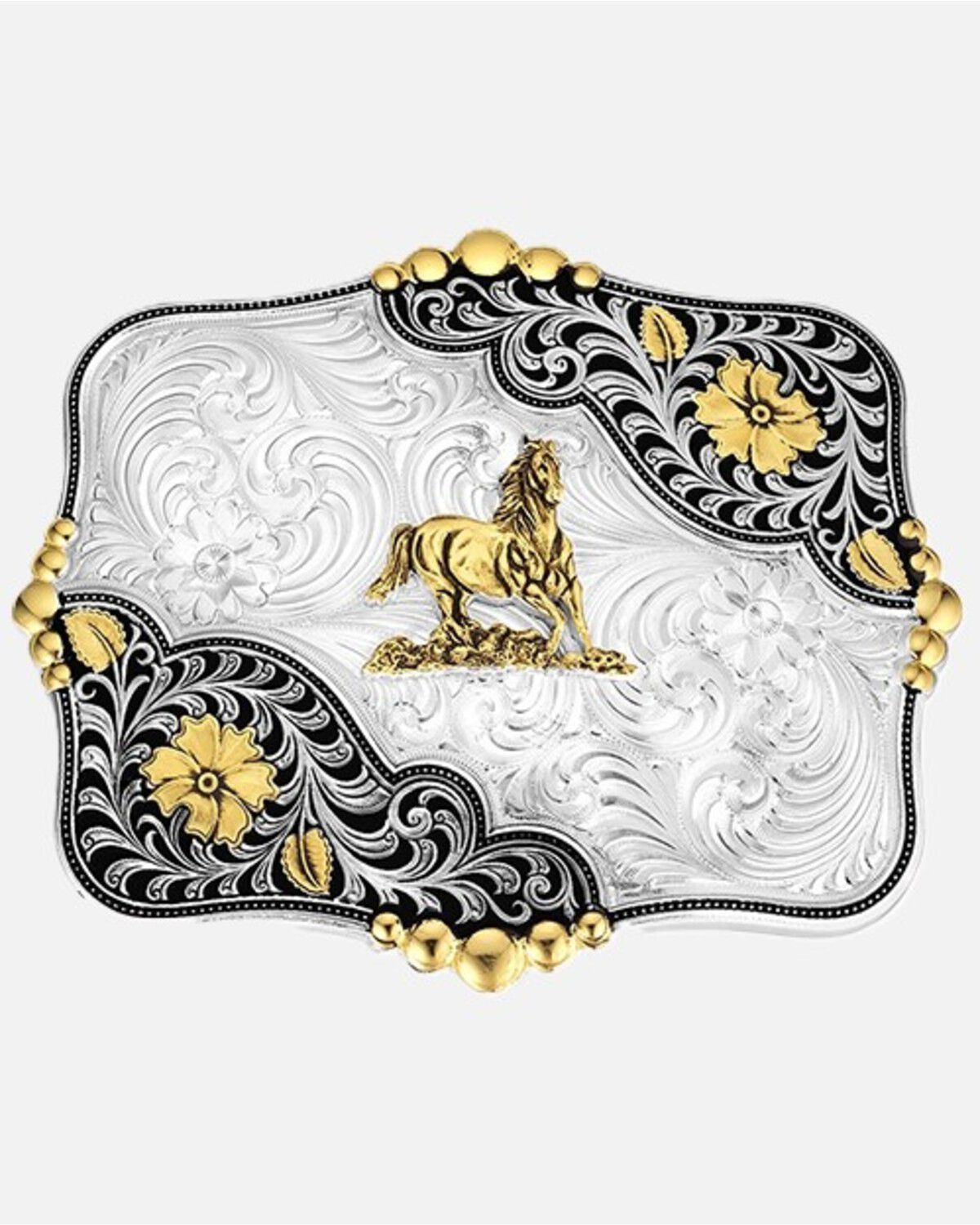 Image #1 - Montana Silversmiths Timberline Buckle with Galloping Horse, Silver, hi-res