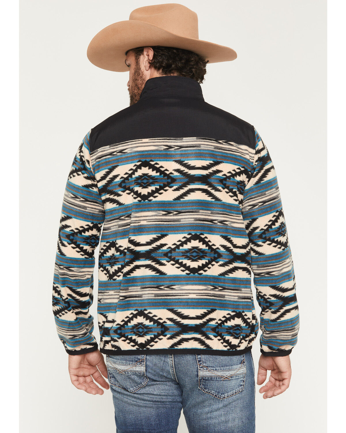 Image #4 - Ariat Men's Basis Southwest 1/4 Zip-Up Fleece Pullover - Tall, Teal, hi-res