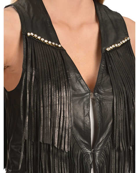 Image #5 - Kobler Leather Women's Yucaipa Fringe & Rhinestone Leather Vest, Black, hi-res