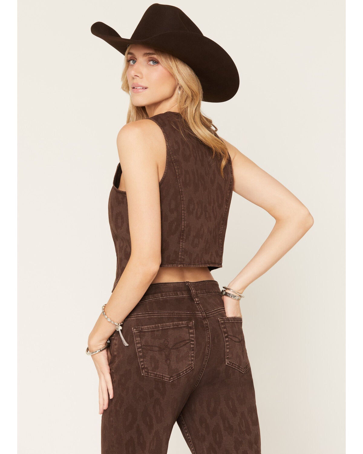 Image #4 - Shyanne Women's Kelso Leopard Print Denim Tie-Front Vest, Leopard, hi-res