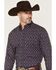 Image #2 - Ariat Men's Parry Paisley Print Long Sleeve Button-Down Western Shirt, Purple, hi-res